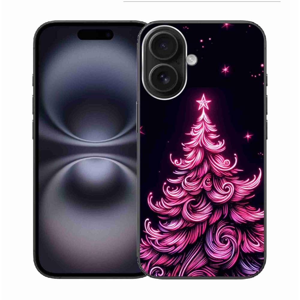 Gelový kryt mmCase na iPhone 16 - neonový vánoční stromek 2