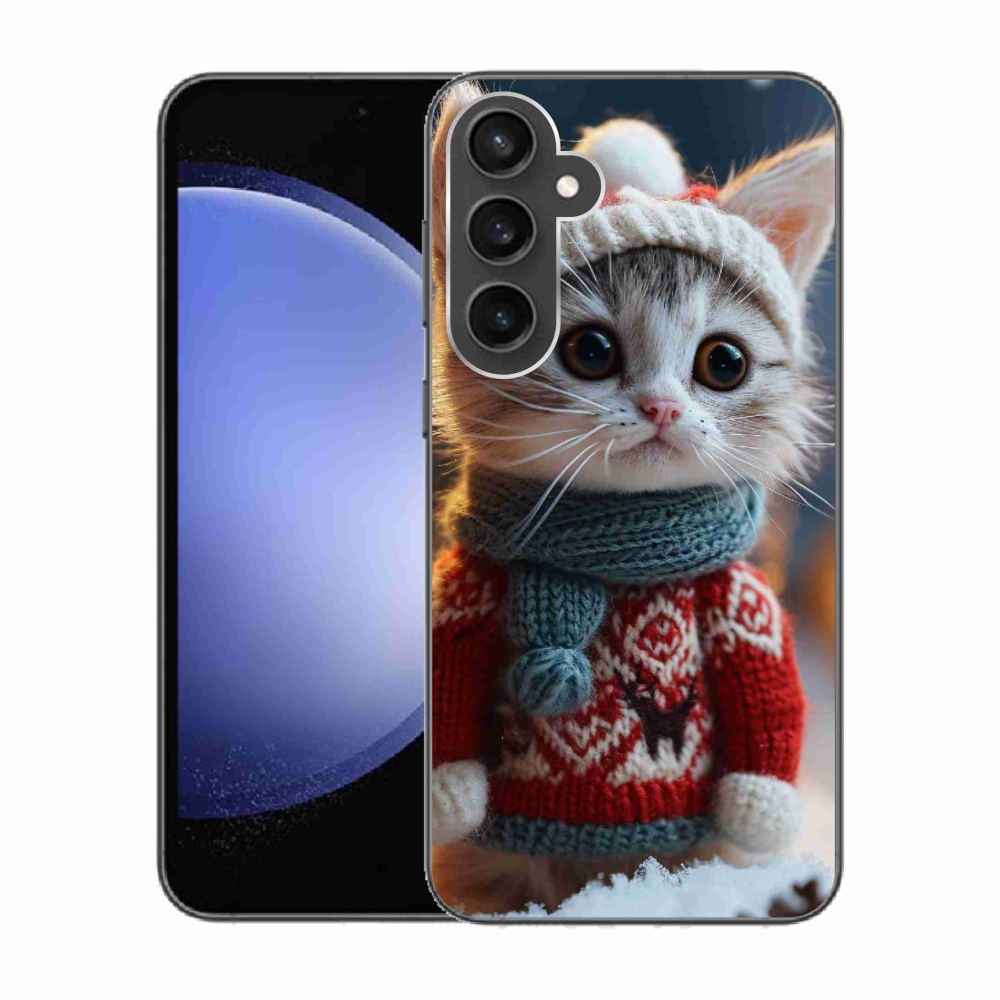Gelový kryt mmCase na Samsung Galaxy S23 FE - kotě ve svetru