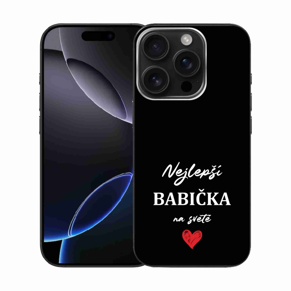 Gelový kryt mmCase na iPhone 16 Pro - nejlepší babička 1 černé pozadí