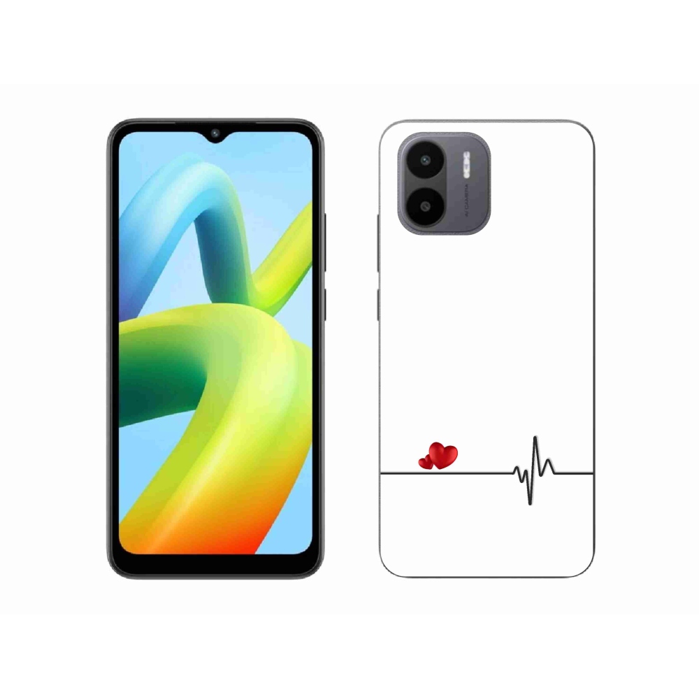 Gelový kryt mmCase na Xiaomi Redmi A1 - srdce a tep bílé pozadí