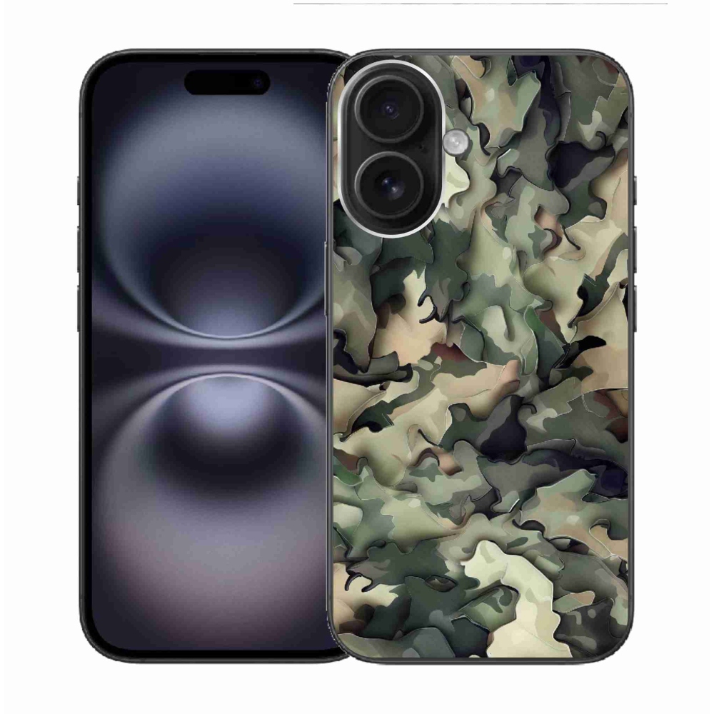 Gelový kryt mmCase na iPhone 16 - maskáčový vzor 9