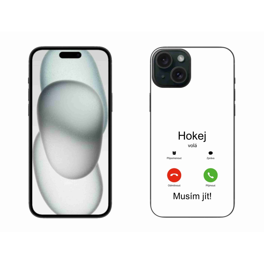 Gelový kryt mmCase na iPhone 15 Plus - hokej volá bílé pozadí