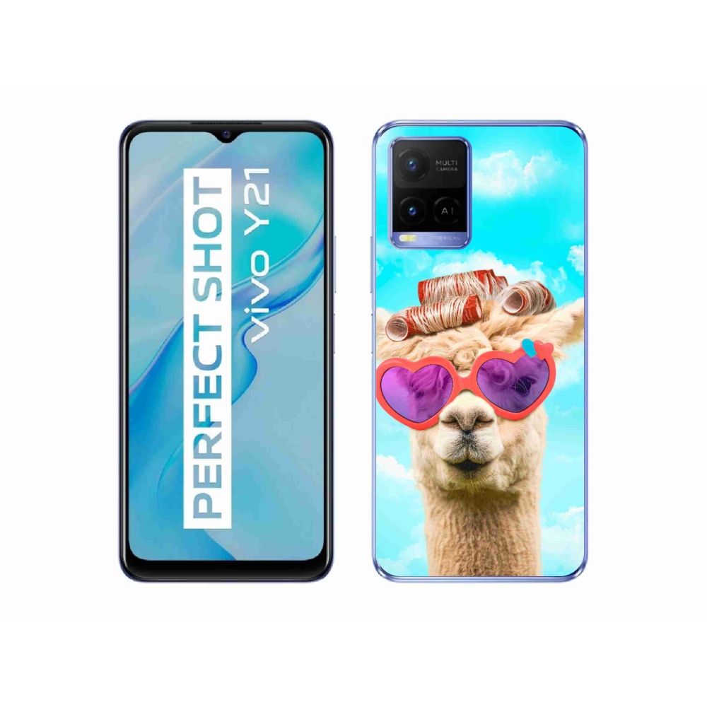 Gelový kryt mmCase na Vivo Y21/Y21s/Y33s - lama s brýlemi