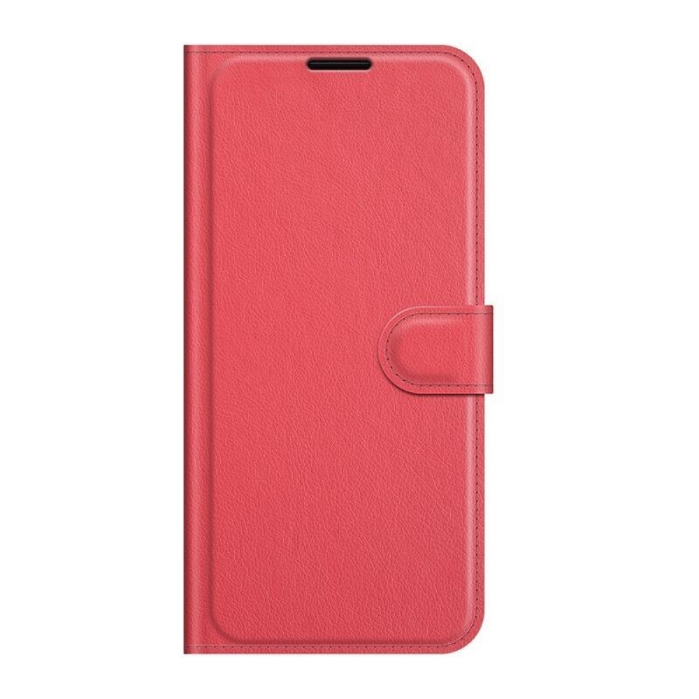 Litchi PU kožené peněženkové pouzdro na mobil Samsung Galaxy S21 FE 5G - červené