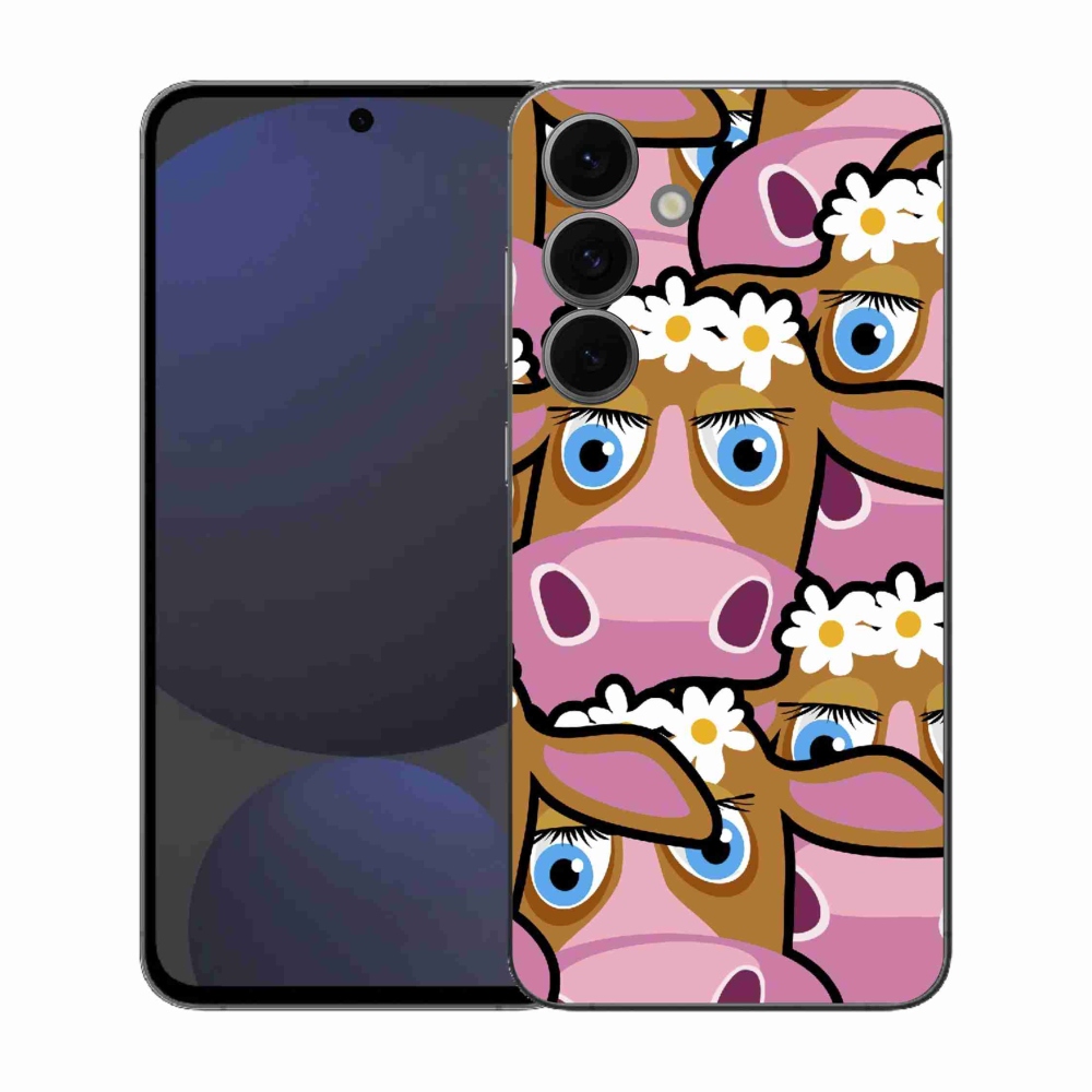 Gelový kryt mmCase na Samsung Galaxy S25 FE - kreslené kravičky