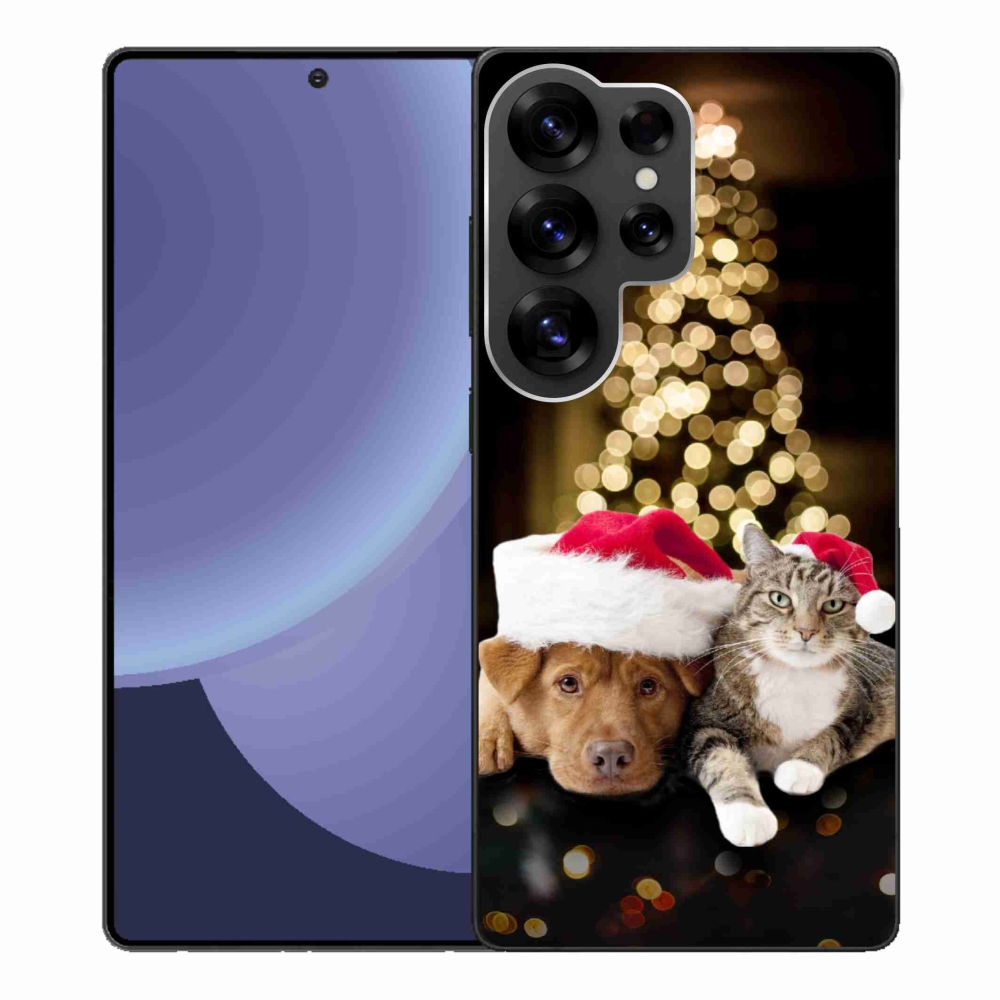 Gelový kryt mmCase na Samsung Galaxy S25 Ultra - vánoční pes a kočka