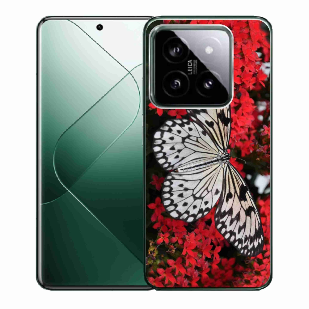 Gelový kryt mmCase na Xiaomi 14 - černobílý motýl 1