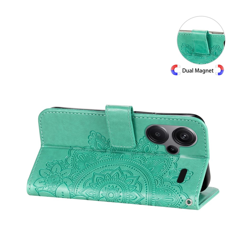 Mandala knížkové pouzdro na Xiaomi Redmi Note 13 Pro+ 5G - modrozelené