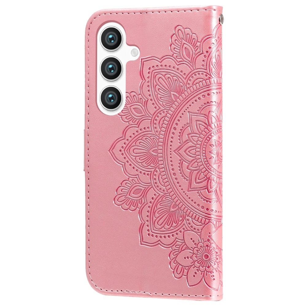 Floral knížkové pouzdro na Samsung Galaxy S25+ - růžové