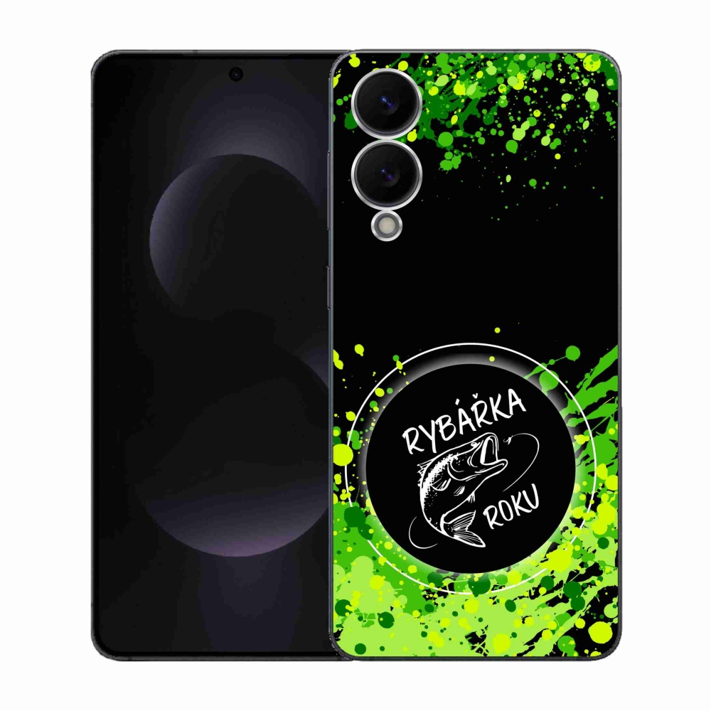Gelový kryt mmCase na Samsung Galaxy S25 Edge - rybářka roku černé pozadí