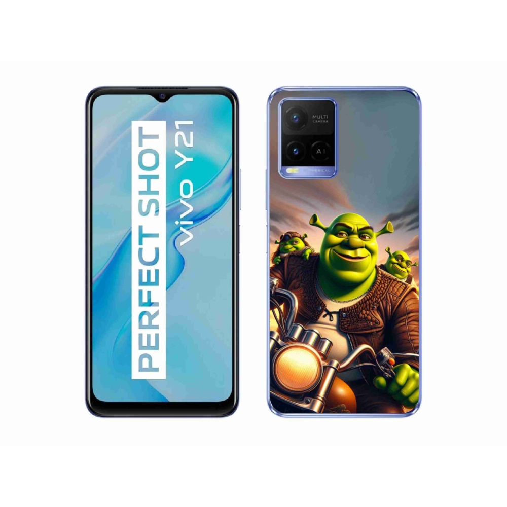 Gelový kryt mmCase na Vivo Y21/Y21s/Y33s - shrek na motorce