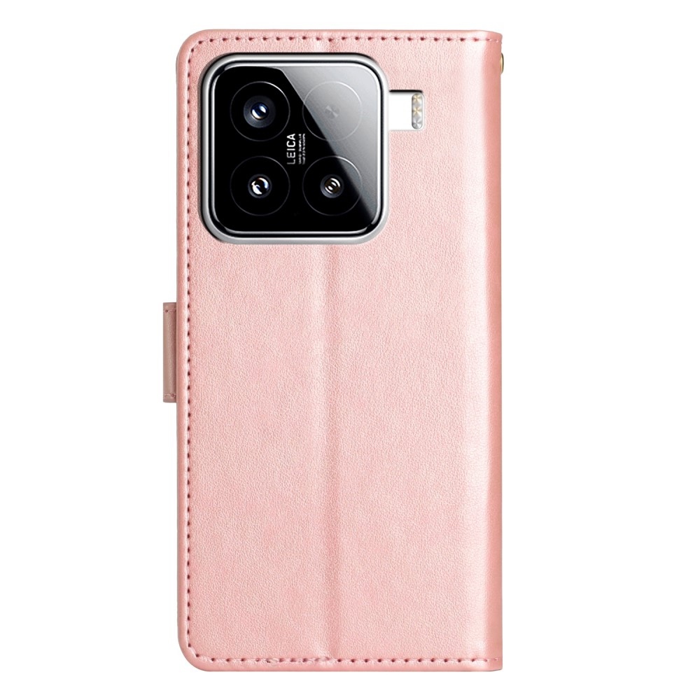 Flowers knížkové pouzdro na Xiaomi 15 - růžovozlaté