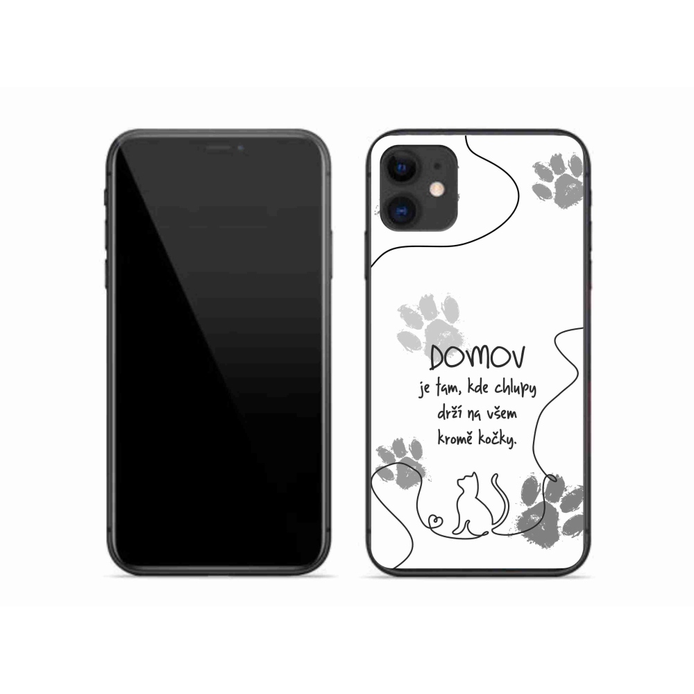 Gelový kryt mmCase na iPhone 11 - kočičí motiv bílé pozadí