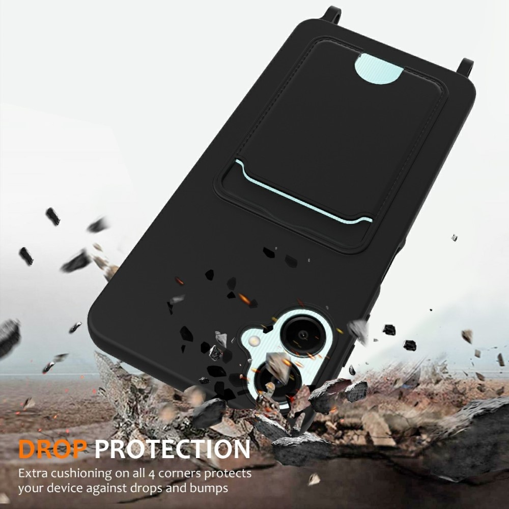 Card gelový obal se šňůrkou na Samsung Galaxy A06 4G - černý