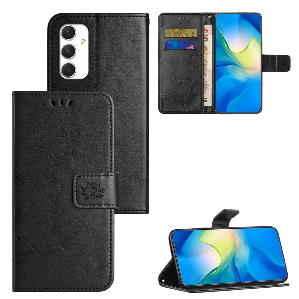 Flower knížkové pouzdro na Samsung Galaxy A16 4G/5G - černé