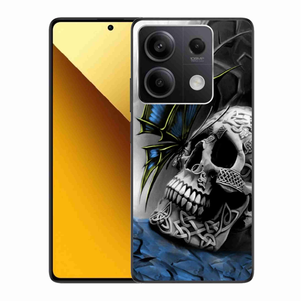Gelový kryt mmCase na Xiaomi Redmi Note 13 5G - motýl a lebka
