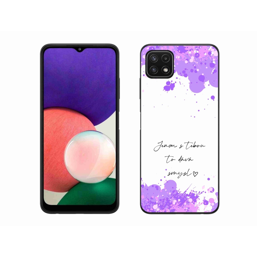 Gelový kryt mmCase na Samsung Galaxy A22 5G - zamilovaný text bílé pozadí