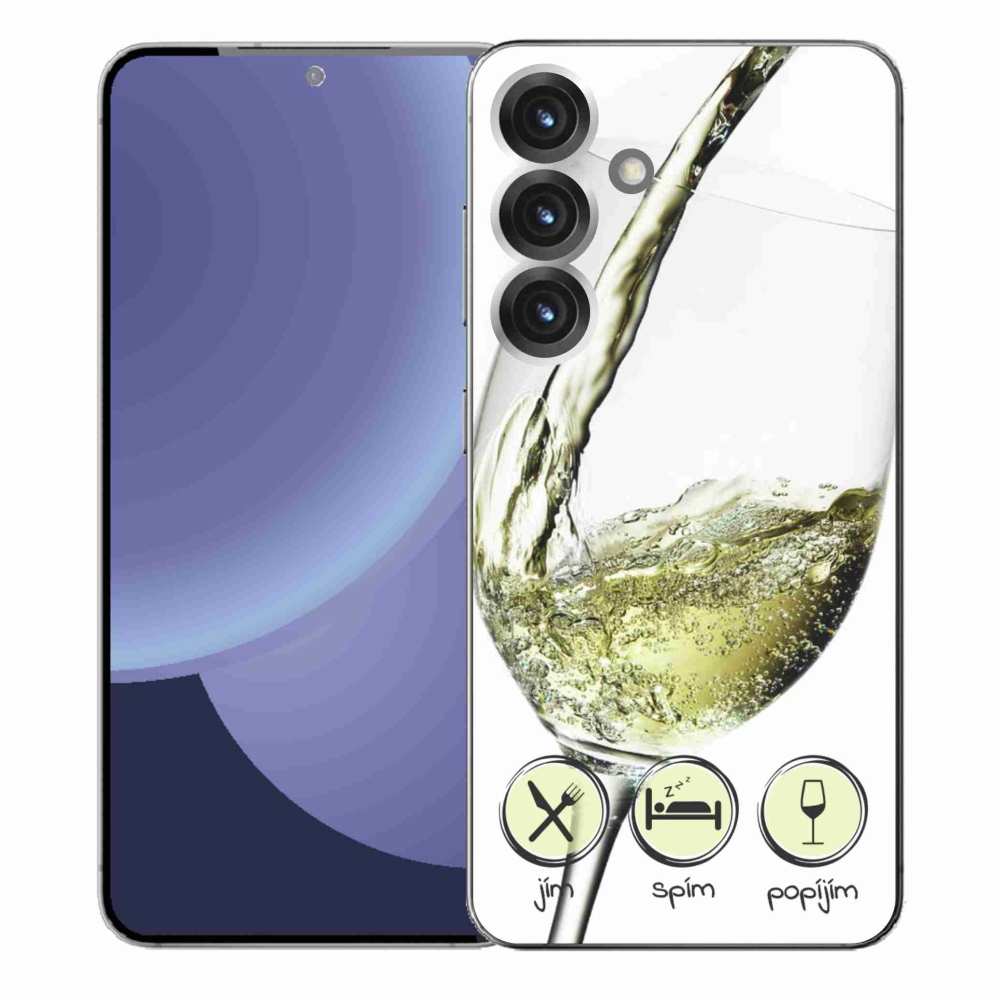 Gelový kryt mmCase na Samsung Galaxy S25+ - sklenička vína bílé