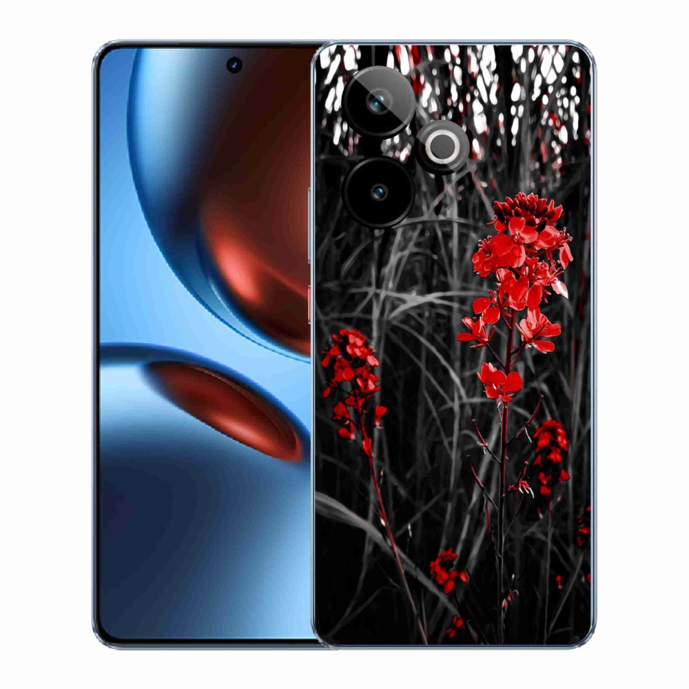 Gelový kryt mmCase na Realme GT 7 5G/GT 7T 5G - červená rostlina