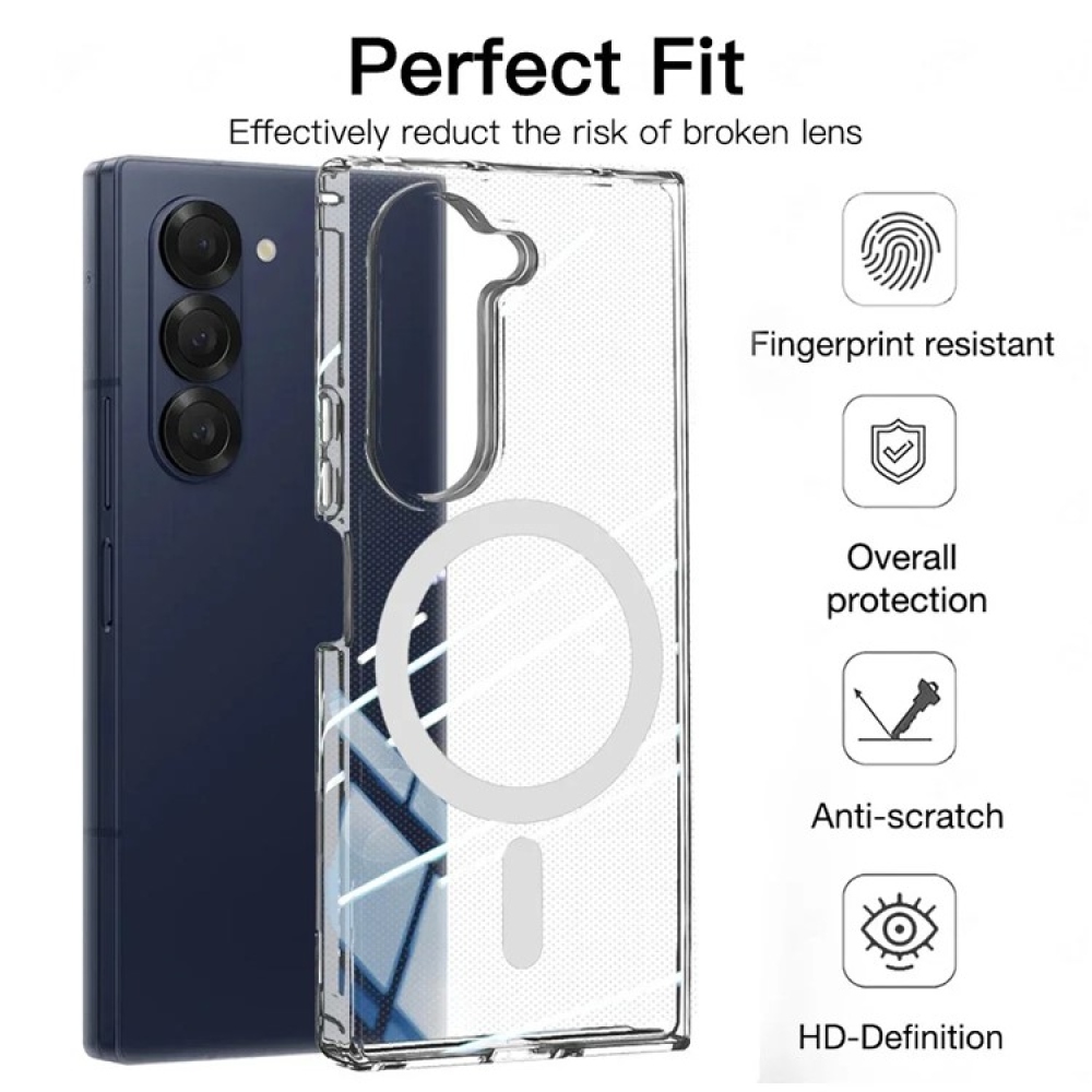Clear gelový kryt s pevnými zády a MagSafe na Samsung Galaxy Z Fold7 5G