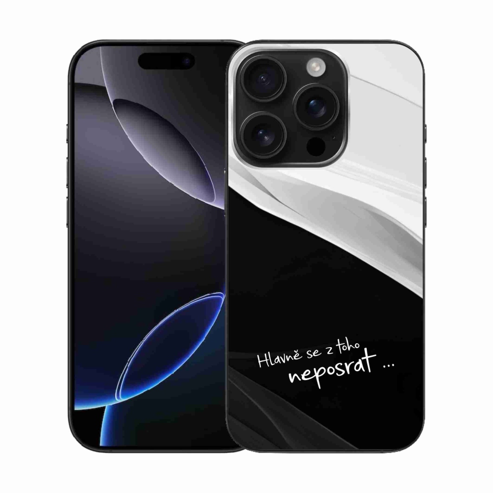 Gelový kryt mmCase na iPhone 16 Pro - vtipný text 13 černobílé pozadí