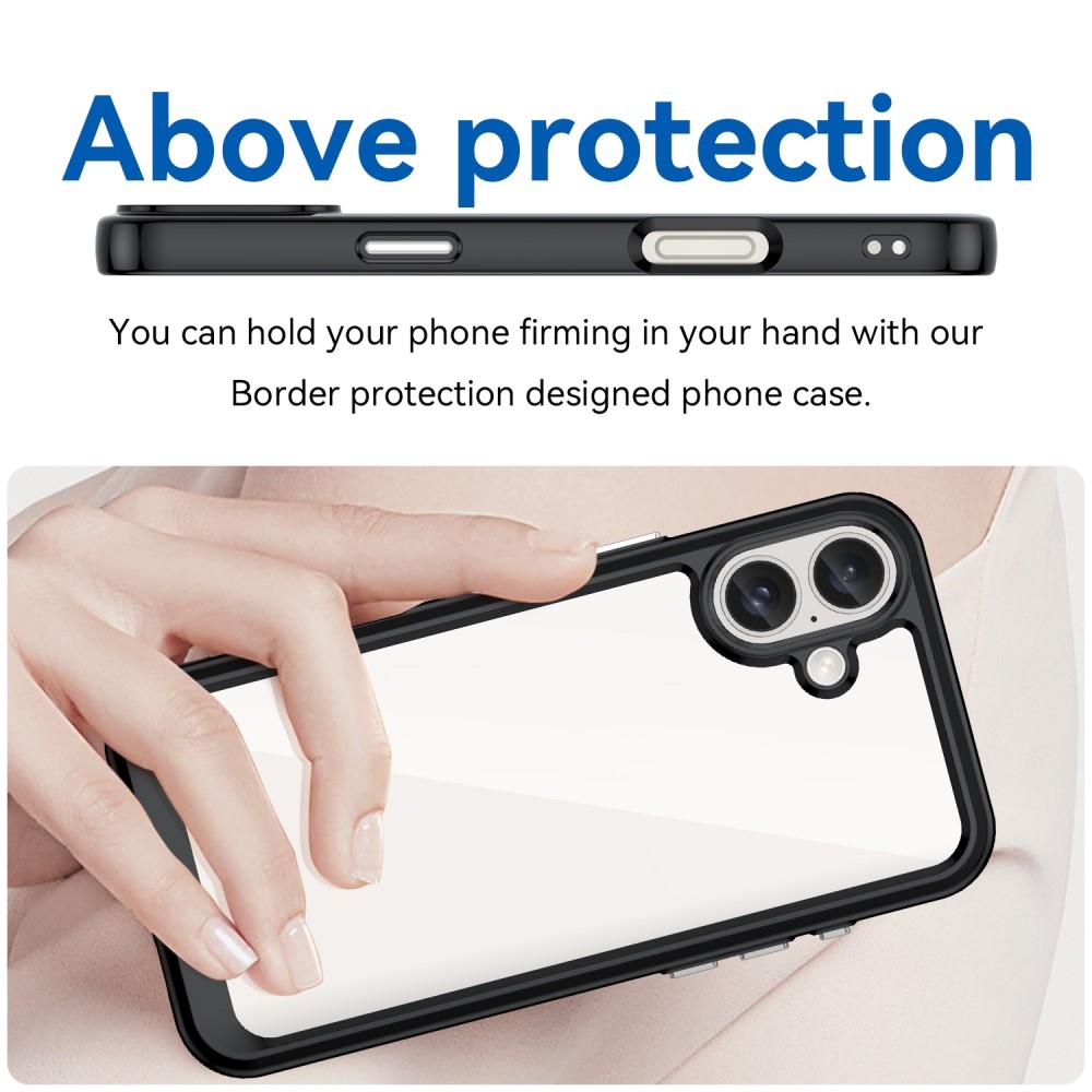 Gelový obal s pevnými zády na iPhone 16 - černý