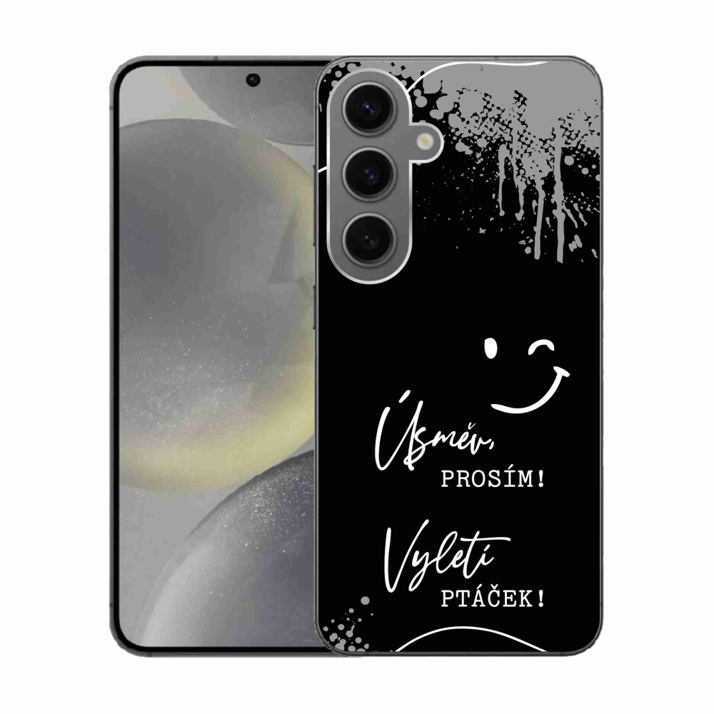 Gelový kryt mmCase na Samsung Galaxy S24 - vtipný text 4 černé pozadí