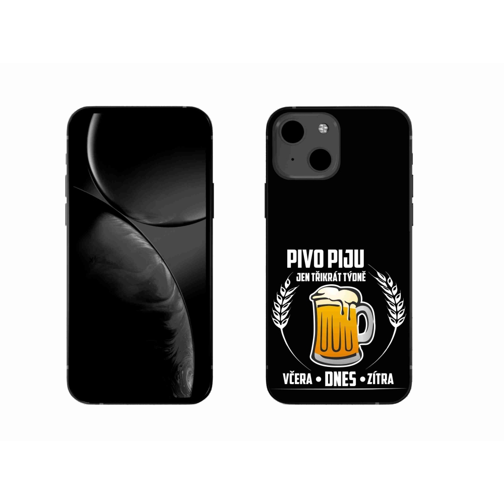 Gelový kryt mmCase na iPhone 13 6.1 - pivní motiv černé pozadí