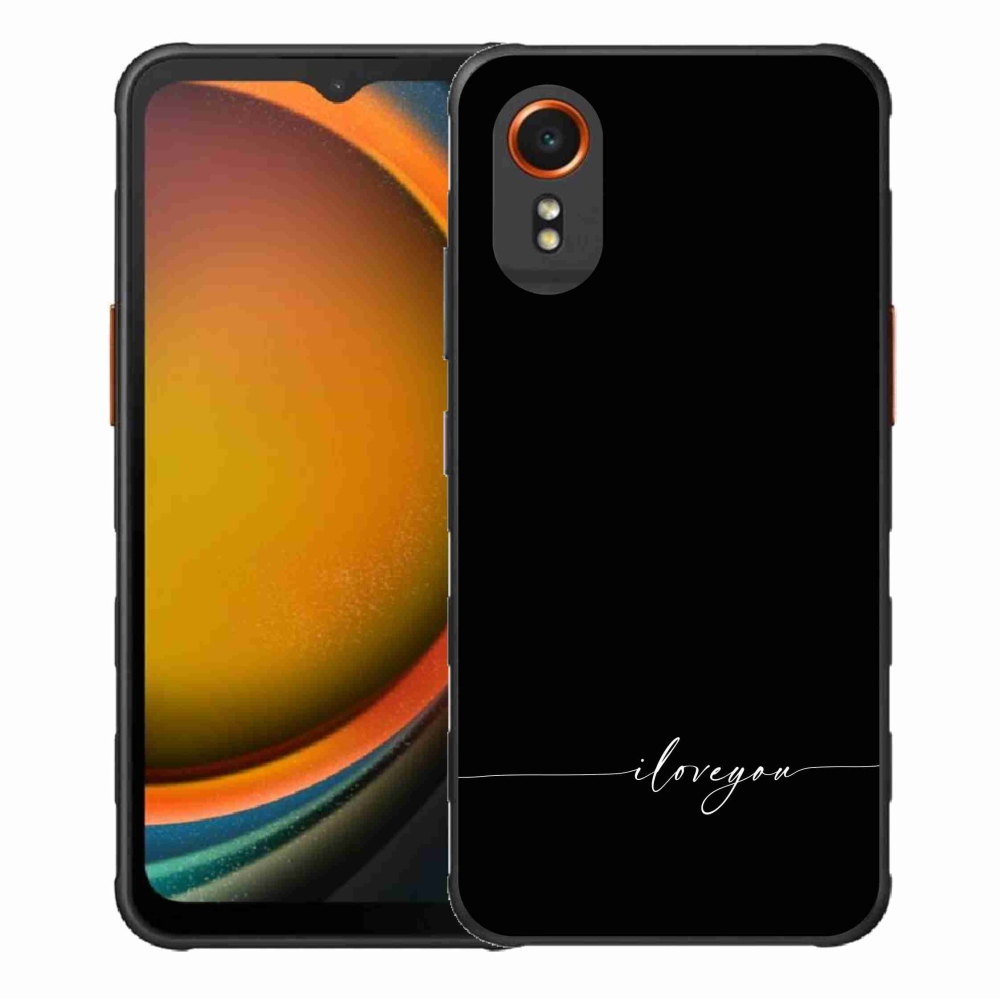 Gelový kryt mmCase na Samsung Galaxy Xcover 7 - I love you černé pozadí