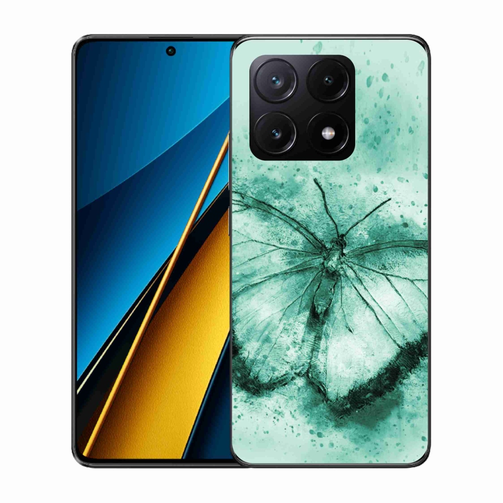 Gelový obal mmCase na Xiaomi Poco X6 Pro 5G - zelený motýl