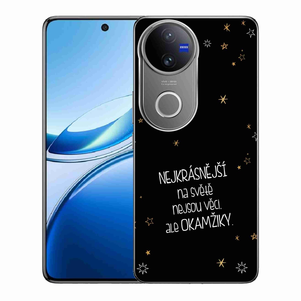 Gelový kryt mmCase na Vivo V50 5G - citát 4 černé pozadí