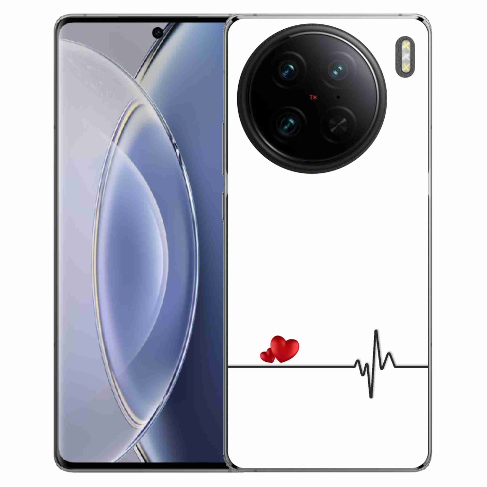 Gelový kryt mmCase na Vivo X90 Pro - srdce a tep bílé pozadí