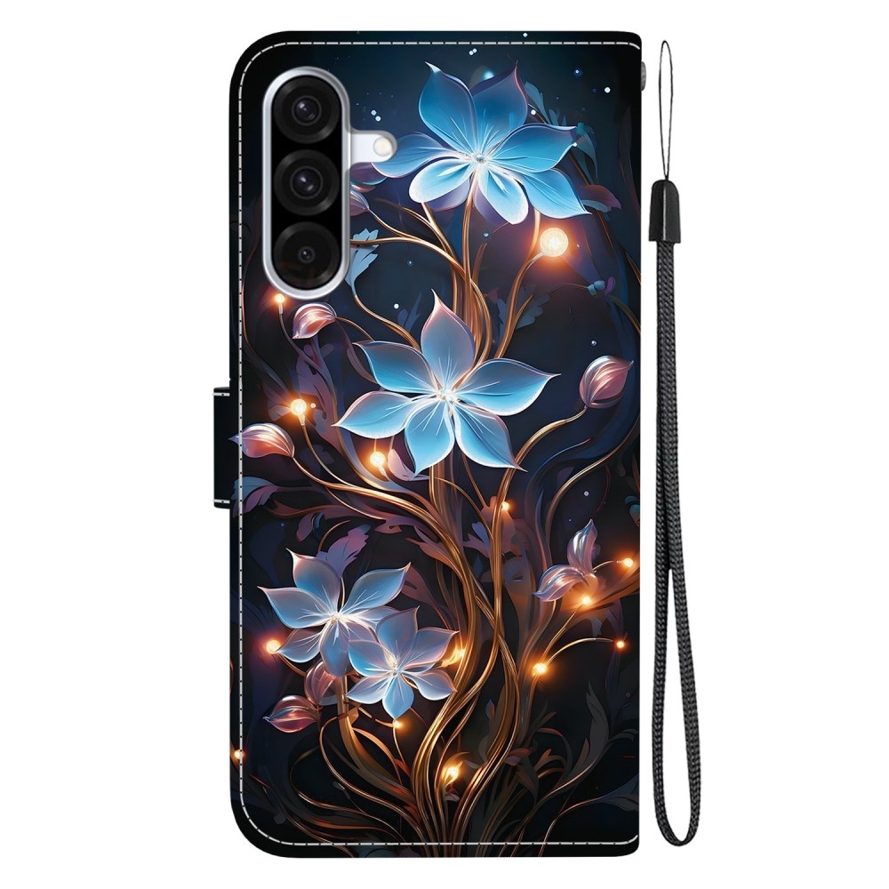 Versatile knížkové pouzdro na Samsung Galaxy A36 5G/A56 5G - modré květy