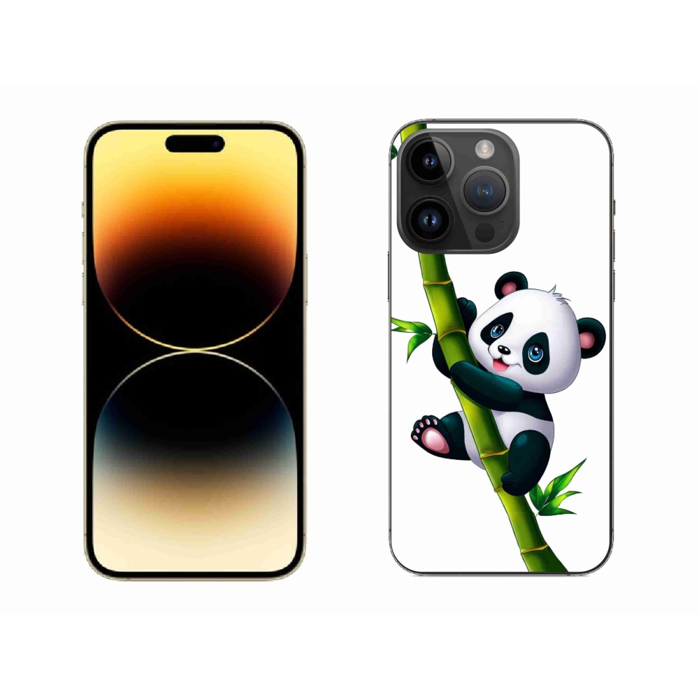 Gelový kryt mmCase na iPhone 14 Pro Max - panda na bambusu