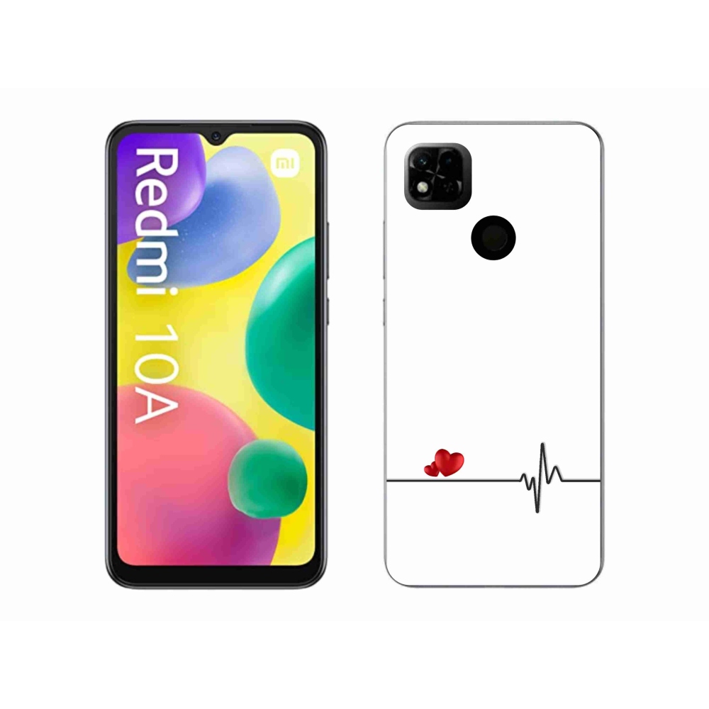 Gelový kryt mmCase na Xiaomi Redmi 10A - srdce a tep bílé pozadí