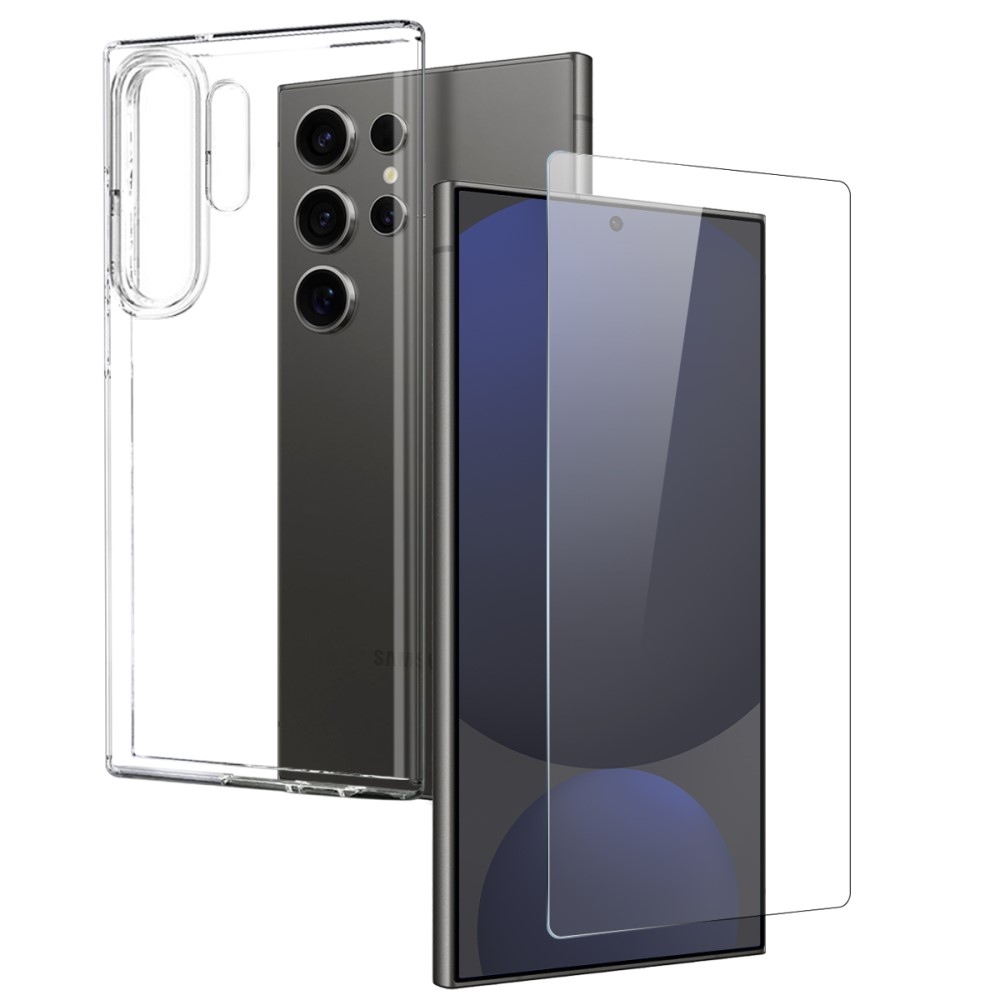 NORTHJO průhledný gelový obal + tvrzené sklo na Samsung Galaxy S25 Ultra - průhledný