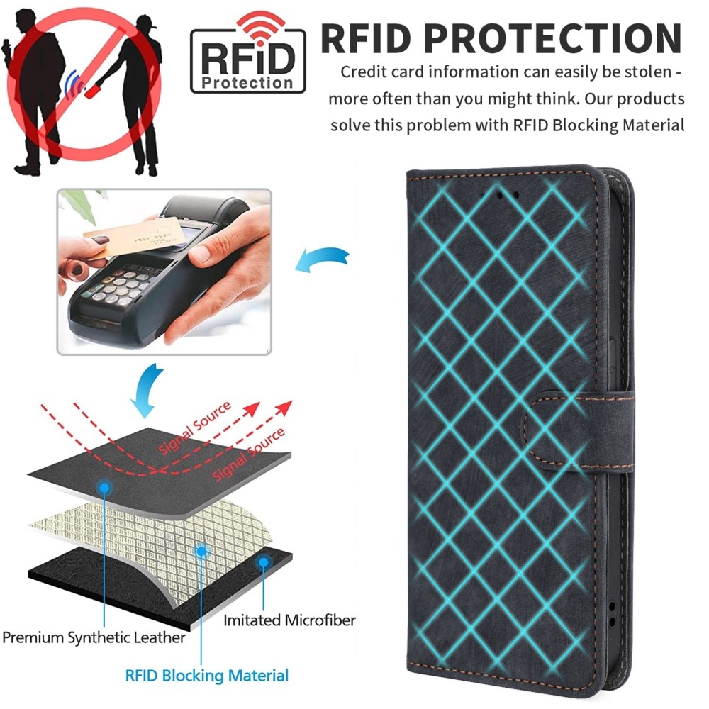 RFID knížkové pouzdro na Xiaomi Redmi Note 14S/Note 13 Pro 4G/Poco M6 Pro - hnědé