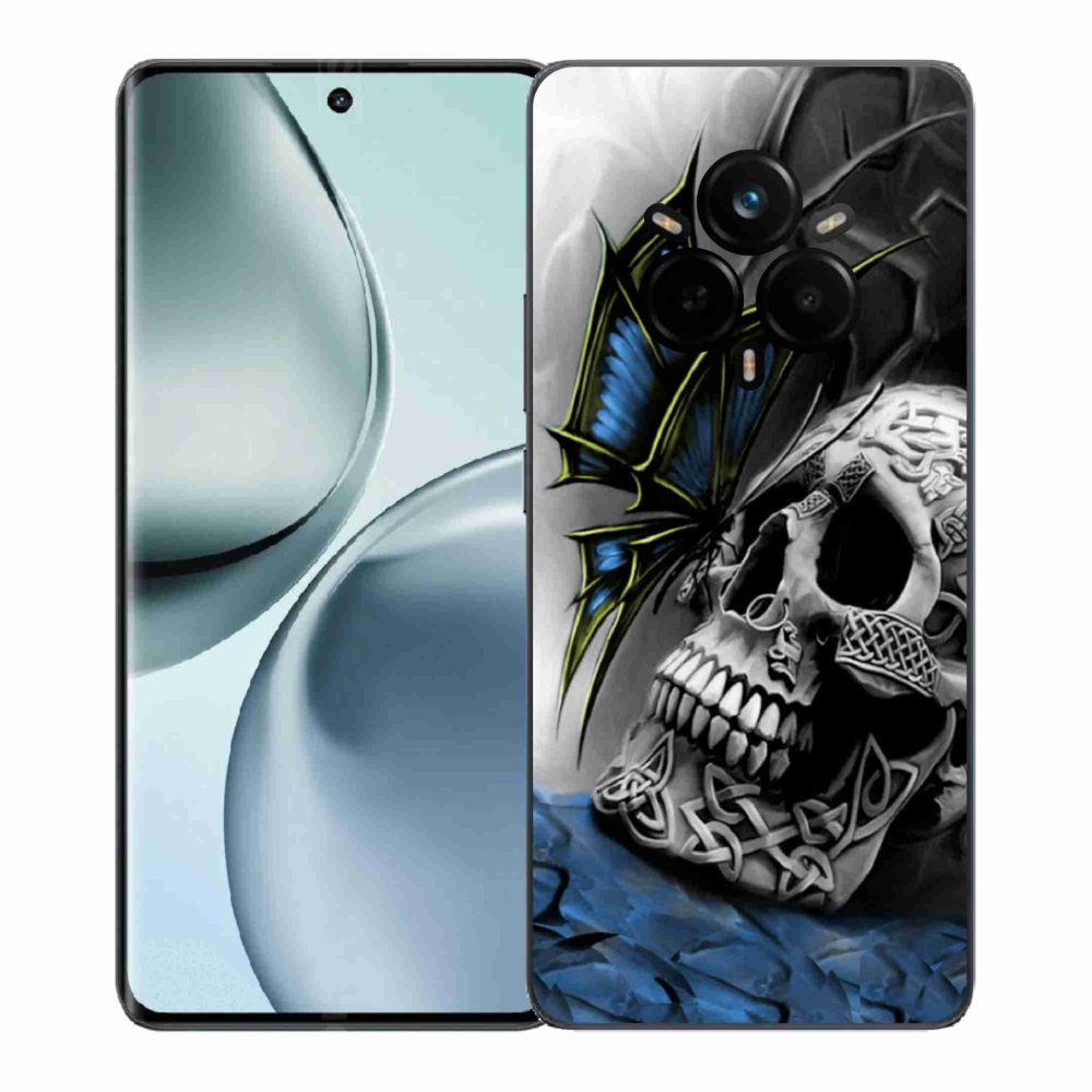Gelový kryt mmCase na Realme 14 Pro+ 5G - motýl a lebka