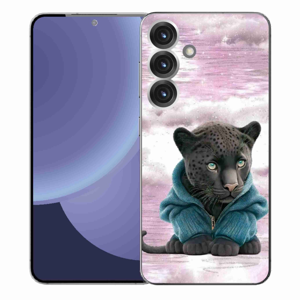 Gelový kryt mmCase na Samsung Galaxy S25+ - černý panter ve svetru