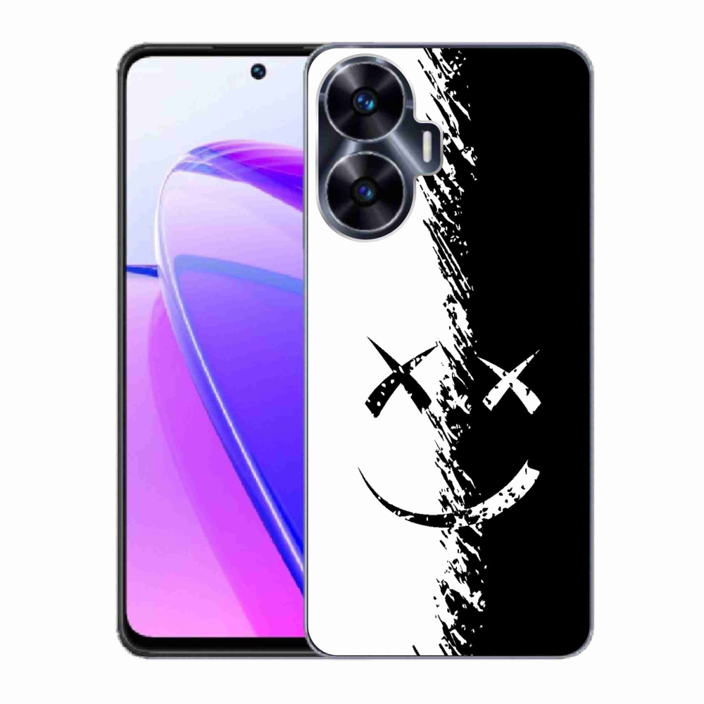 Gelový kryt mmCase na Realme C55 - černobílý smajlík