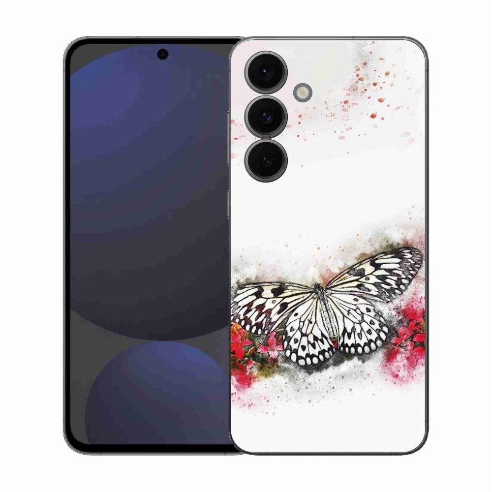 Gelový kryt mmCase na Samsung Galaxy S25 FE - černobílý motýl