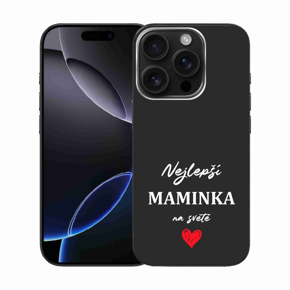 Gelový kryt mmCase na iPhone 16 Pro - nejlepší maminka 1 černé pozadí