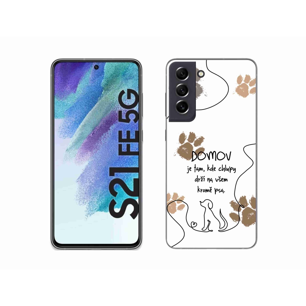 Gelový kryt mmCase na Samsung Galaxy S21 FE 5G - psí motiv bílé pozadí