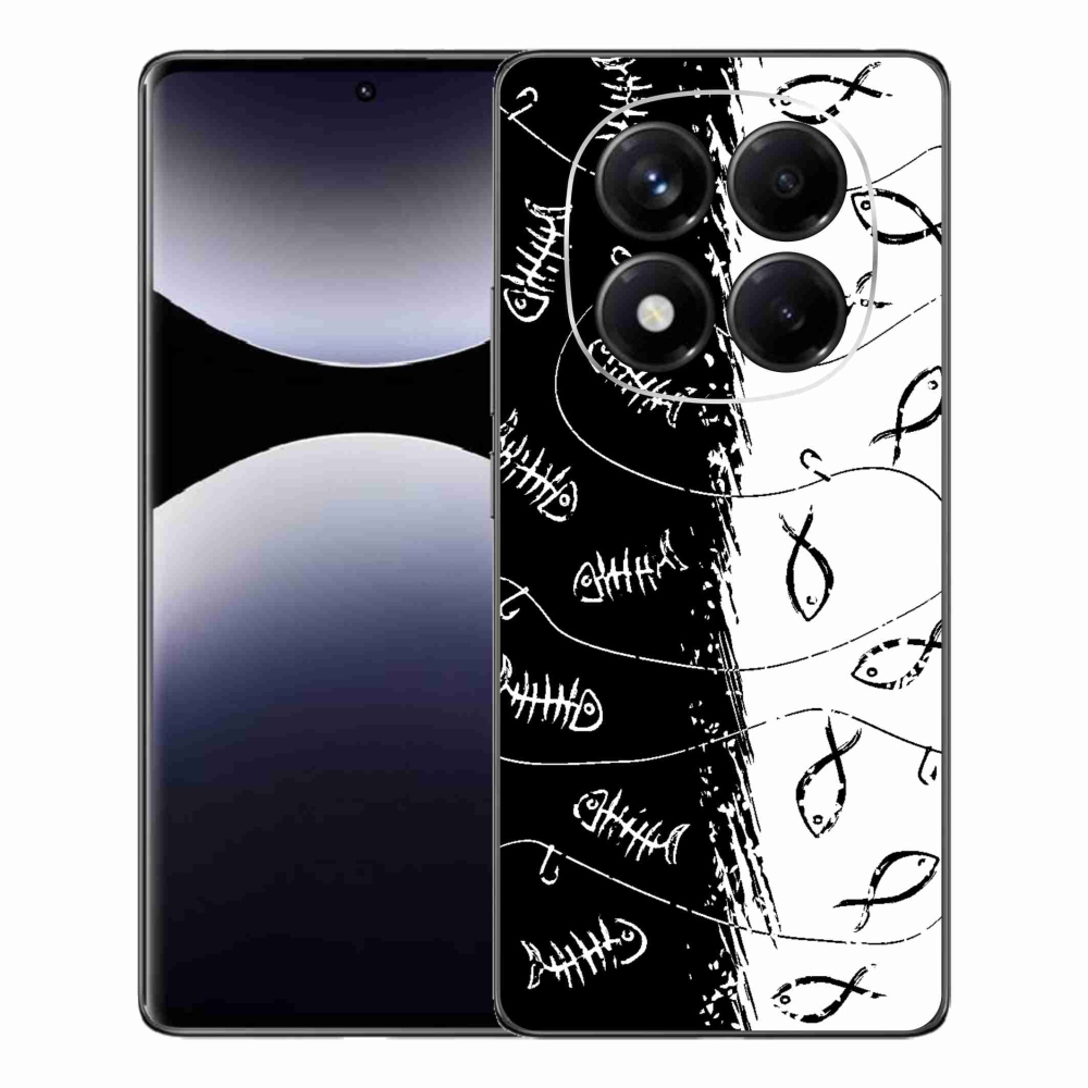 Gelový kryt mmCase na Xiaomi Redmi Note 14 Pro - kostry a rybky