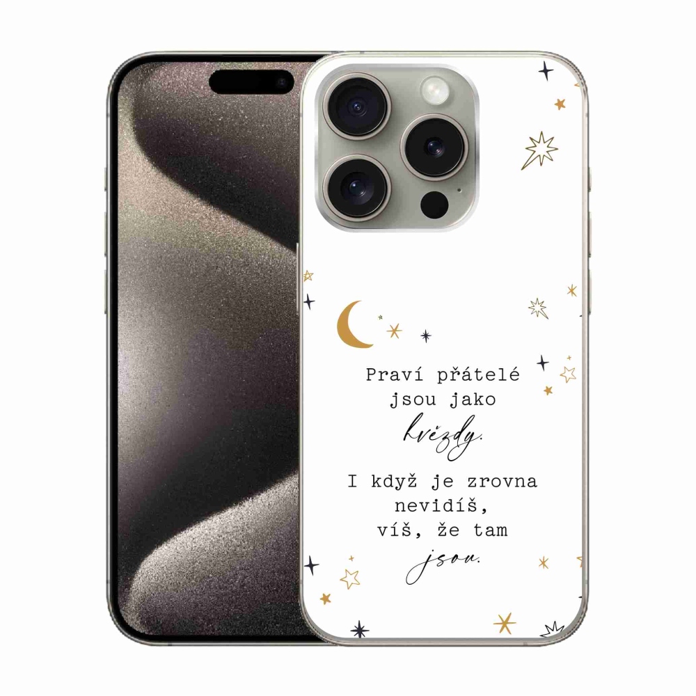 Gelový kryt mmCase na iPhone 15 Pro - citát 6 bílé pozadí