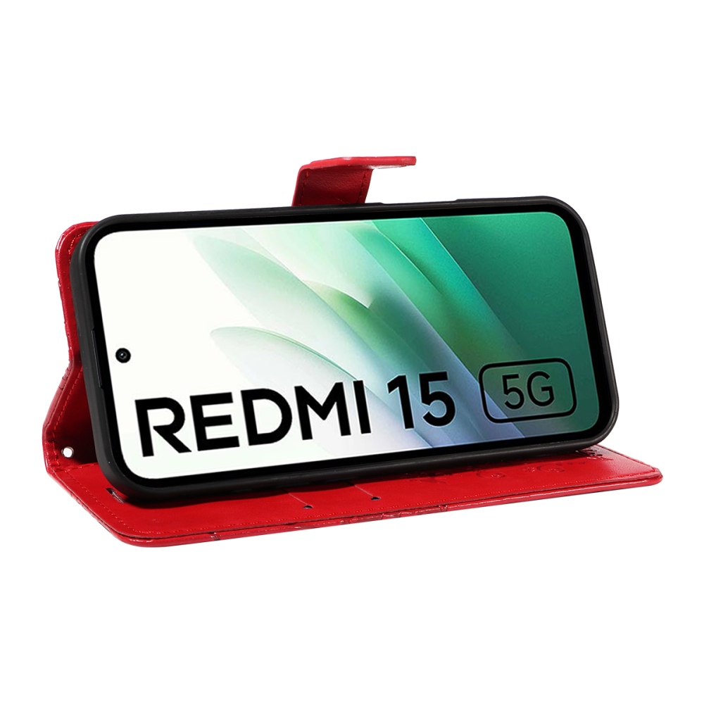 Big Butterfly knížkové pouzdro na Xiaomi Redmi 15 4G (171mm) - červené