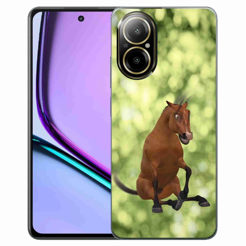 Gelový kryt mmCase na Realme C67 - hnědý kreslený kůň 1