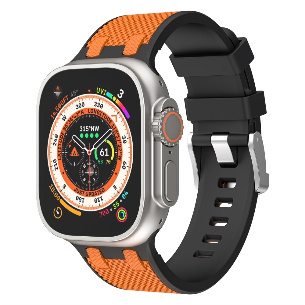 Sports silikonový řemínek na Apple Watch Ultra/Ultra 2 49mm/SE/SE 2022/2023 44mm/9/8/7 45mm/6/5/4 44mm/3/2/1 42 mm - černý/oranžový