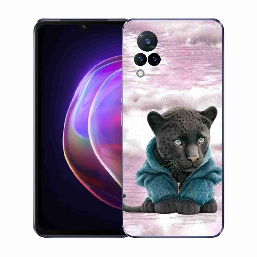 Gelový kryt mmCase na Vivo V21 4G/5G - černý panter ve svetru