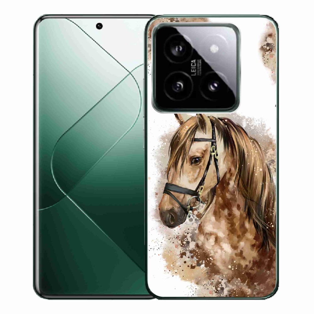 Gelový kryt mmCase na Xiaomi 14 Pro - hnědý kreslený kůň